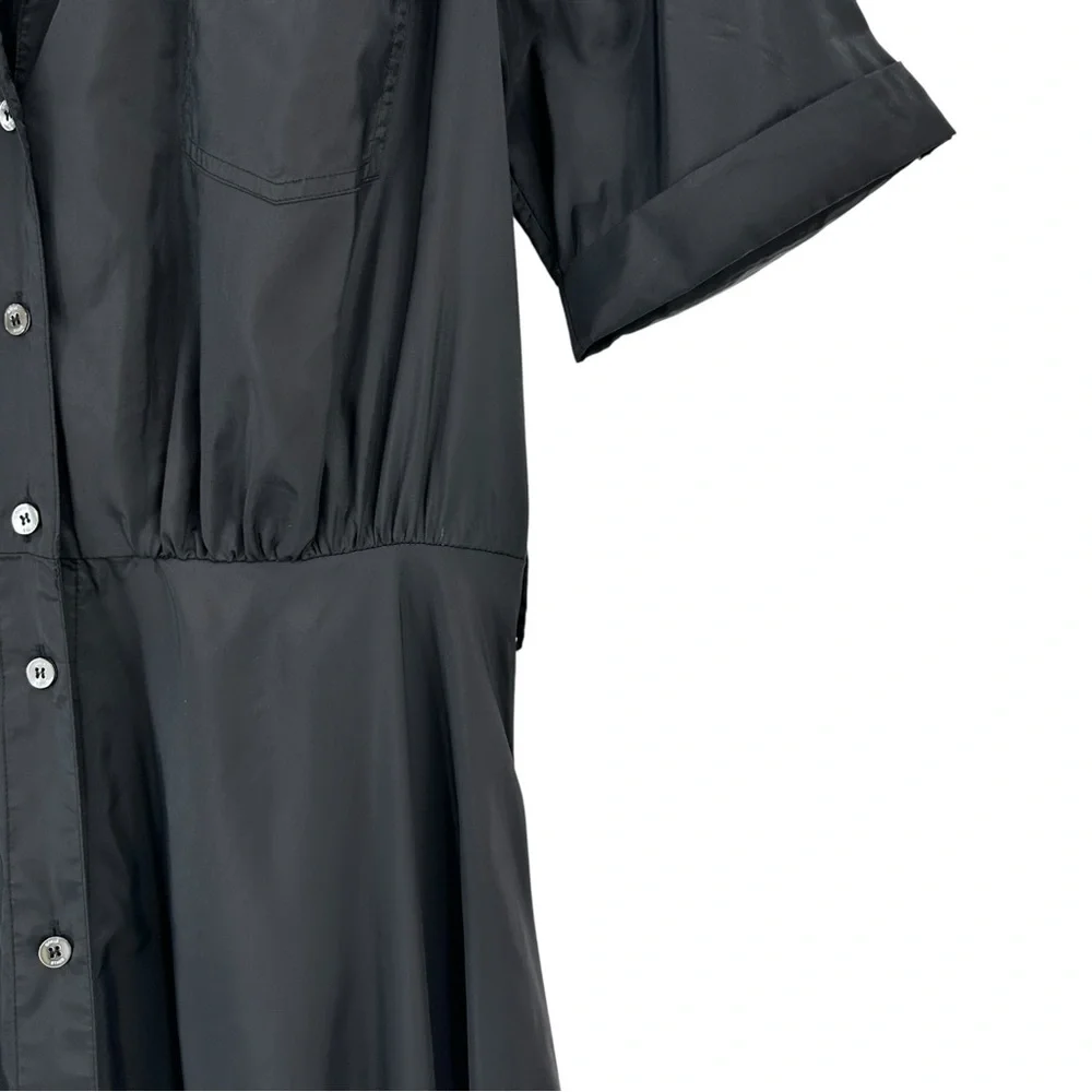 STAUD Millie Black Recycled Nylon Short Sleeve Maxi Shirt Dress Shirtdress sz 6 - Picture 8 of 14